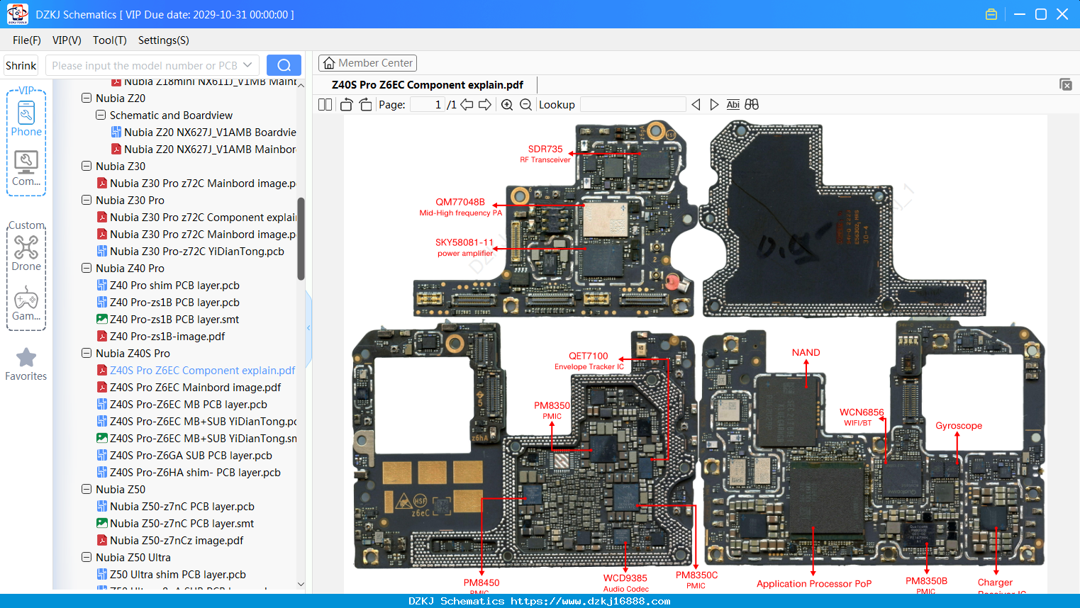Nubia Z40S Pro Z6EC Component Explain